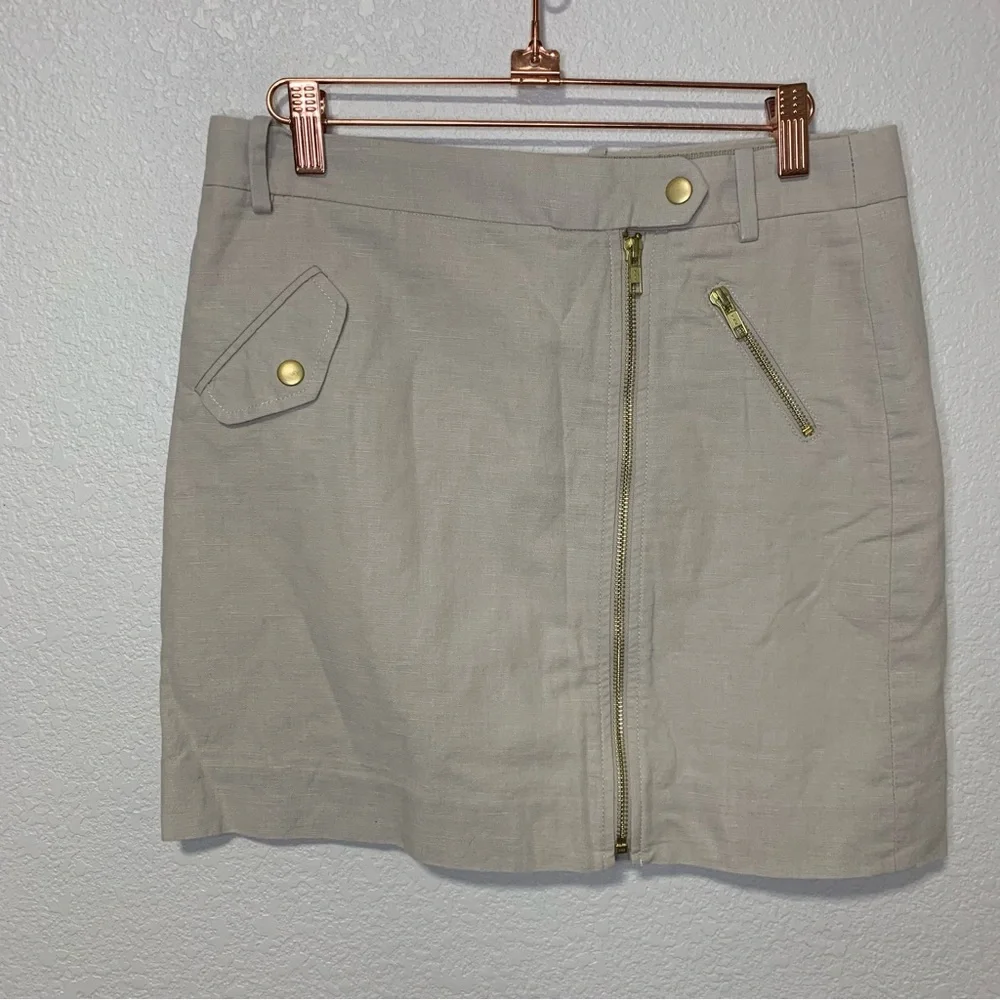 J.Crew Linen Zip Mini Skirt 2 Tan